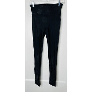 Spanx Faux Leather Pull On Leggings Womens Sz M Black Stretch Casual